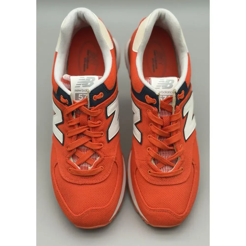 New Balance 574 Shoes Mens Orange White Low Top Running Sneakers Lifestyle 9.5